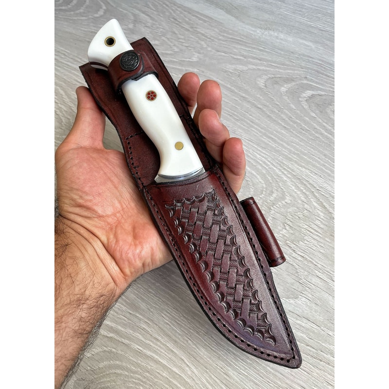 Full Tang Outdoor Carving Knife With Natural Silverberry Wood Grip 5