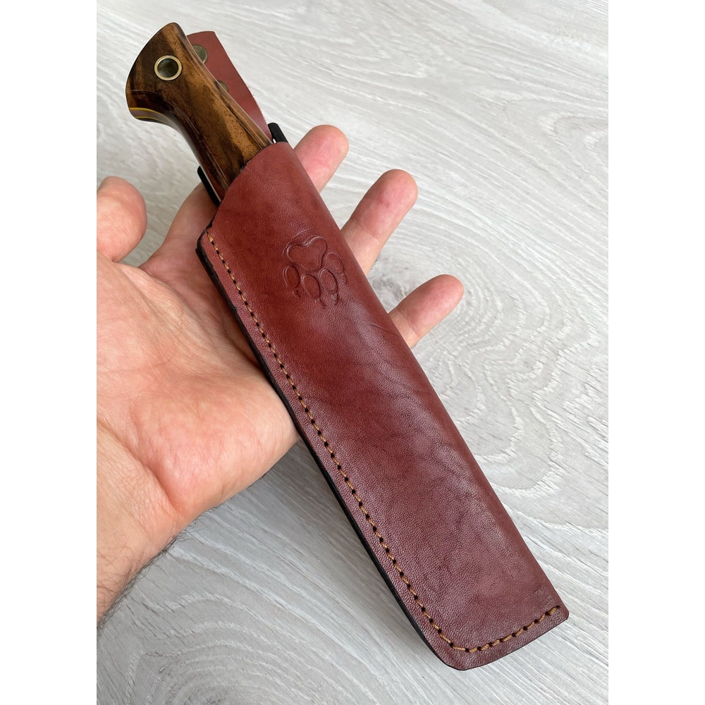 Heavy Duty Camping Knife With Gloss Walnut Handle Bowie Profile 4