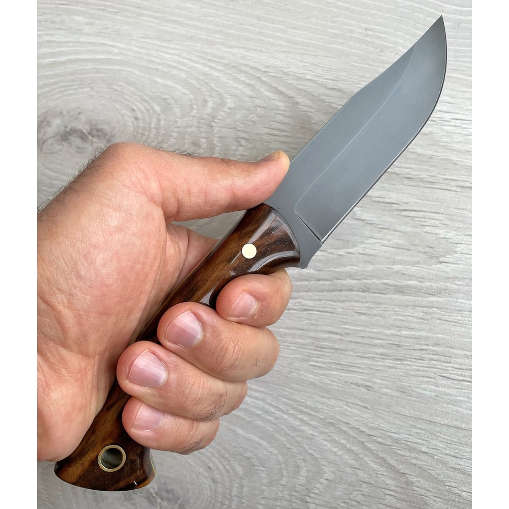 Heavy Duty Camping Knife With Gloss Walnut Handle Bowie Profile 6