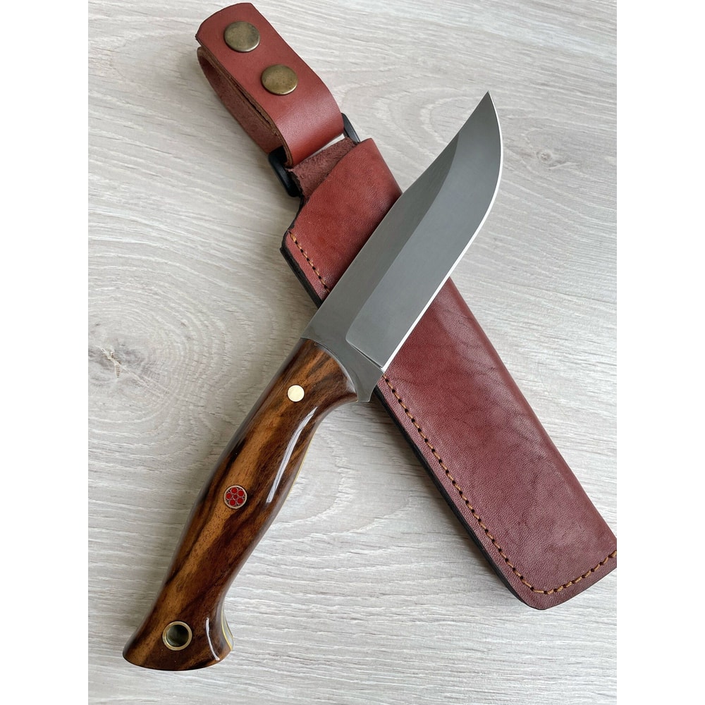 Heavy Duty Camping Knife With Gloss Walnut Handle Bowie Profile 0