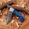 Luxury Damascus Folding Knife Gift Set With Wooden Presentation Box 0