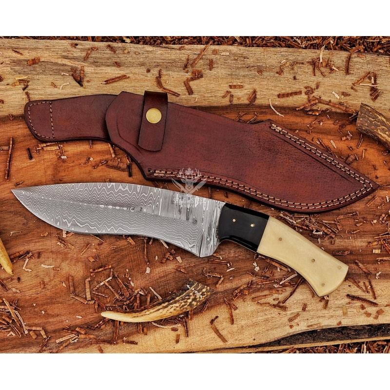 Outdoor Survival Bowie Knife With Elegant Camel Bone Handle 1