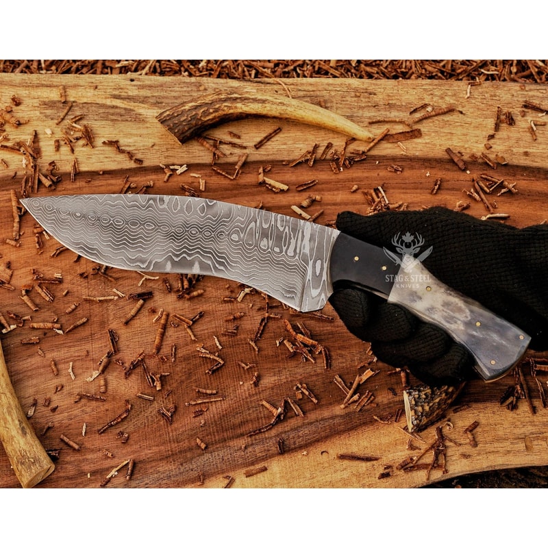 Outdoor Survival Bowie Knife With Elegant Camel Bone Handle 5