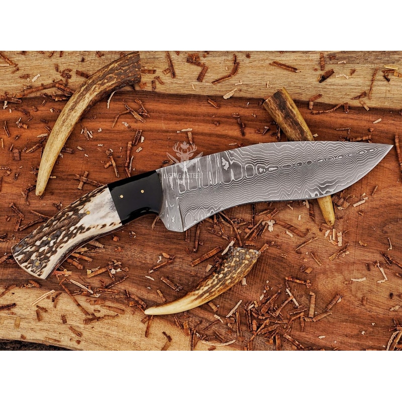 Tactical Style Damascus Bowie Knife For Camping Wilderness Use 0