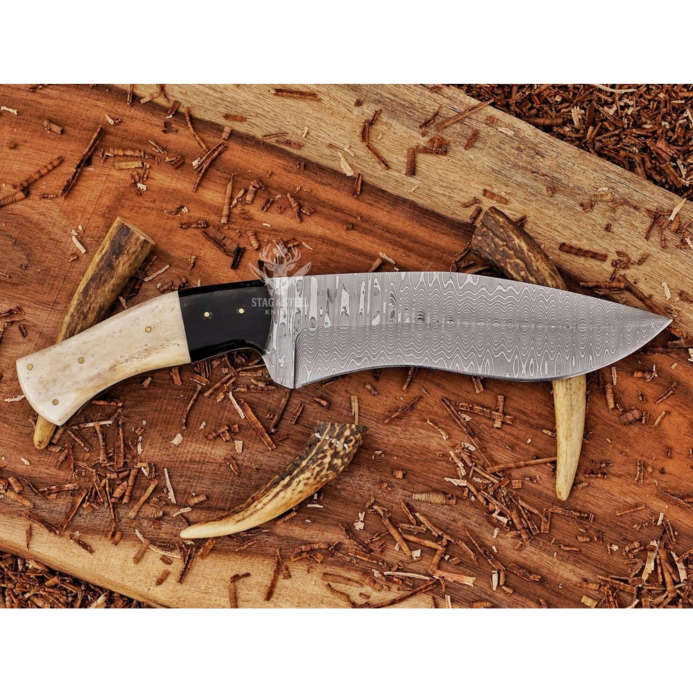 Tactical Style Damascus Bowie Knife For Camping Wilderness Use 8