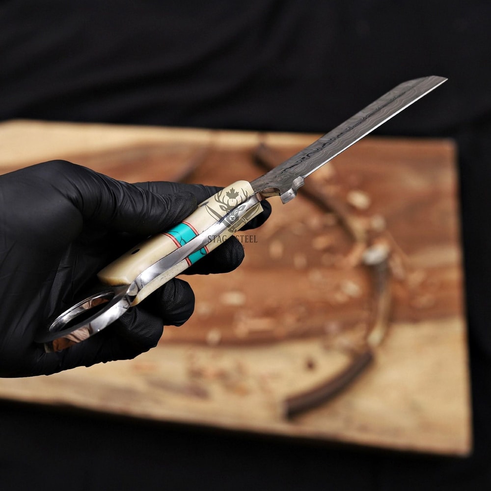 Handmade Camel Bone Damascus Bowie Knife For Hunting Survival 4