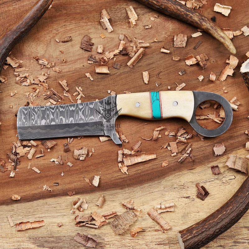 Handmade Camel Bone Damascus Bowie Knife For Hunting Survival 6
