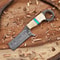 Handmade Camel Bone Damascus Bowie Knife For Hunting Survival 8