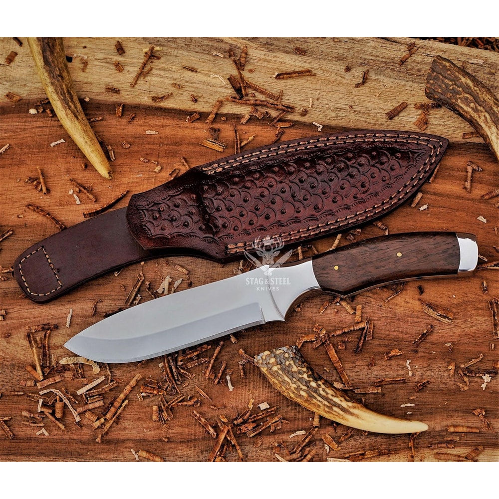 Handmade D2 Steel Survival Knife With Natural Antler Handle 4
