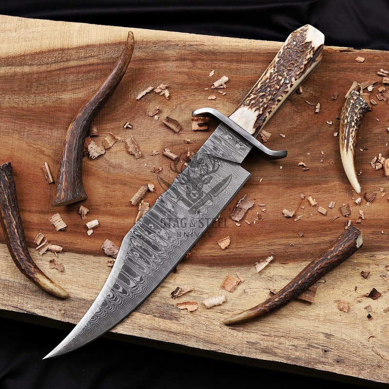 Juan Padillo Style Bowie Knife Damascus Steel Outdoor Collector Blade 4