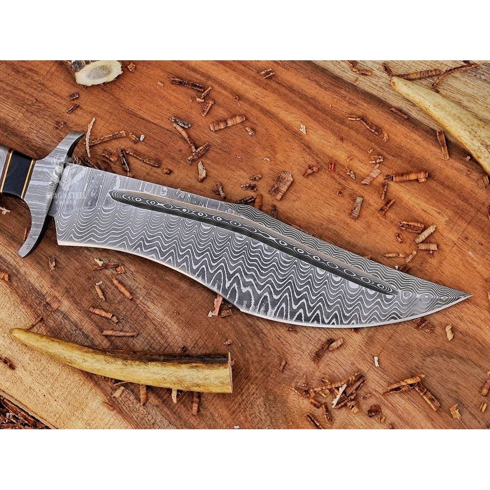 Full Tang Damascus Hunting Knife Stainless Steel Outdoor Bowie Blade 3