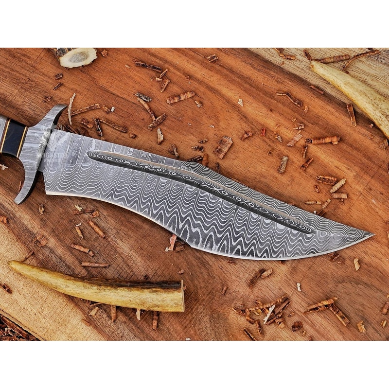 Full Tang Damascus Hunting Knife Stainless Steel Outdoor Bowie Blade 3