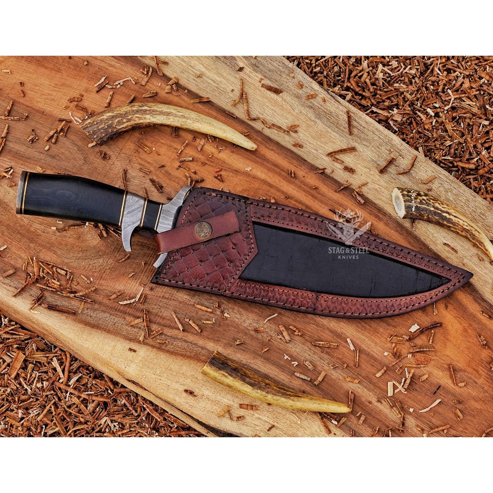 Full Tang Damascus Hunting Knife Stainless Steel Outdoor Bowie Blade 5