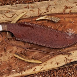 full tang damascus outdoor knife for hunting & survival adventures