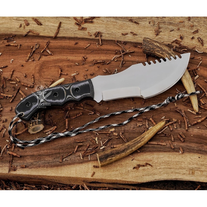 Handmade D2 Steel Outdoor Knife With Ergonomic Micarta Handle 2