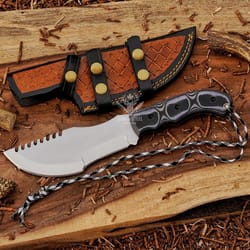 handmade d2 steel outdoor knife with ergonomic micarta handle