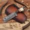 Damascus Steel Cowboy Knife 4 Inch Bull Cutter With Western Pancake Sheath 5