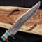 Damascus Bowie Knife With Double Guard Turquoise Resin Handle Handmade Blade 3