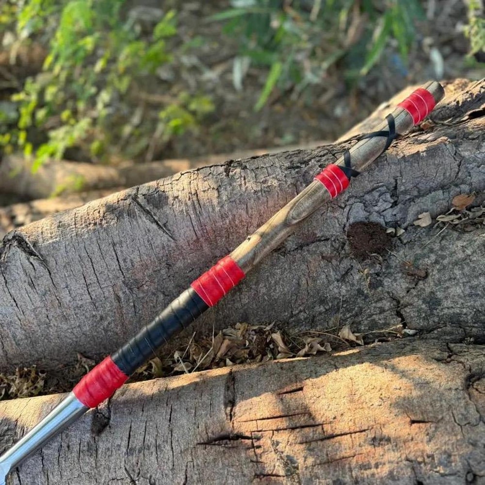 Hand Forged Ash Wood Spear 36 Inch With Engraved Steel Tip Leather Wrap 6