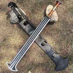hand forged konda sword high carbon steel with rosewood handle & leather sheath