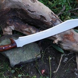 hand-forged 24" high carbon steel machete with rosewood handle & leather sheath survival blade