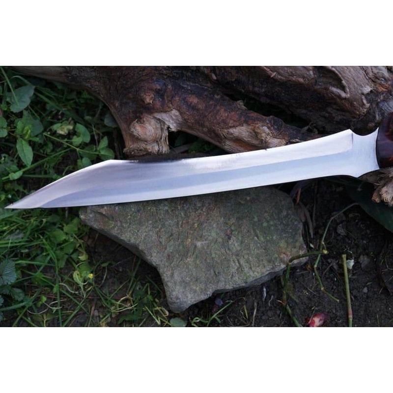 HandForged 24 High Carbon Steel Machete With Rosewood Handle Leather Sheath Survival Blade 4
