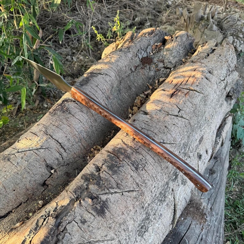 Hand Forged High Carbon Steel Spear 32 Inch Medieval Tactical Spear With Rosewood Handle Leather 3