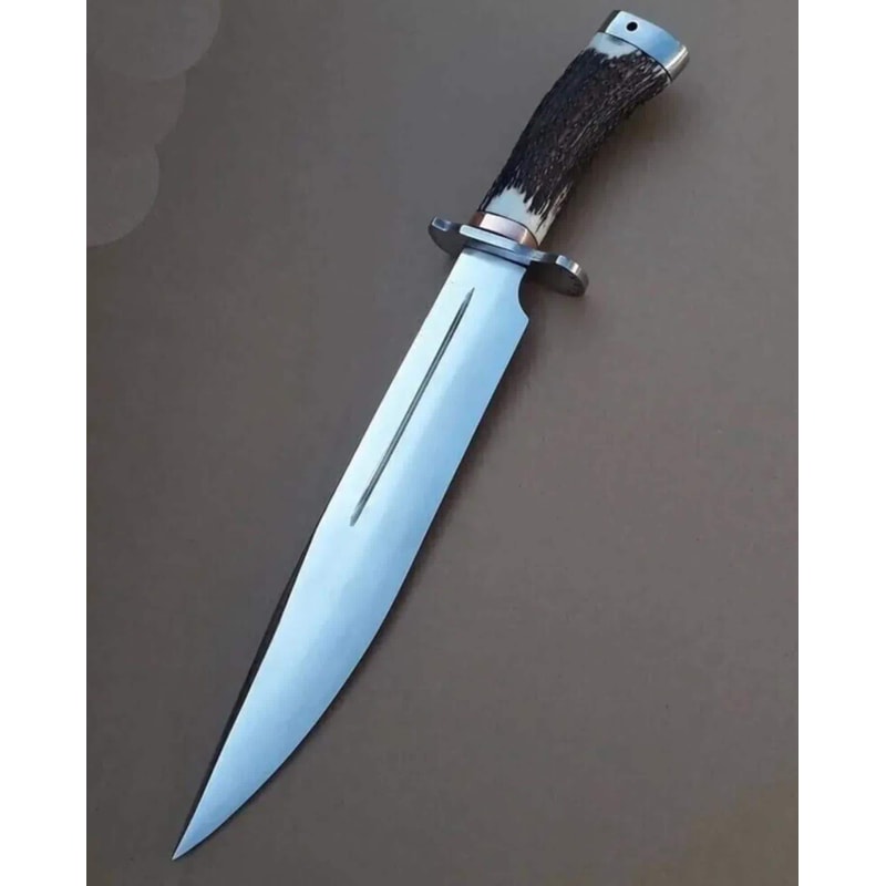 Premium Handmade Frontier Bowie Knife High Carbon Steel Blade With Stag Handle Rustic Hunting Knif 0
