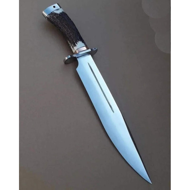 Premium Handmade Frontier Bowie Knife High Carbon Steel Blade With Stag Handle Rustic Hunting Knif 2