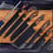 Forged Chef Knife Set With Wooden Handles Dark Finish Blades And Portable Roll Bag 0