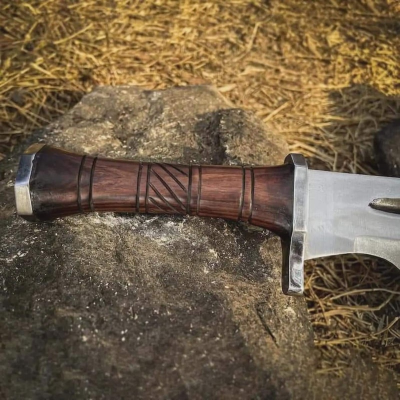 18 Inch Handcrafted Bowie Knife High Carbon Steel With Rosewood Grip Leather Sheath 2