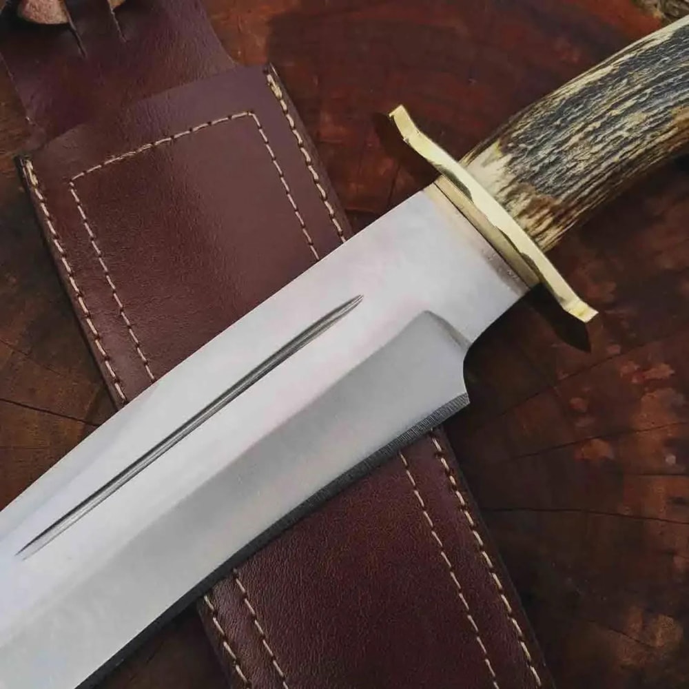18 Inch Handcrafted Bowie Knife High Carbon Steel With Stag Handle Brass Guard 2