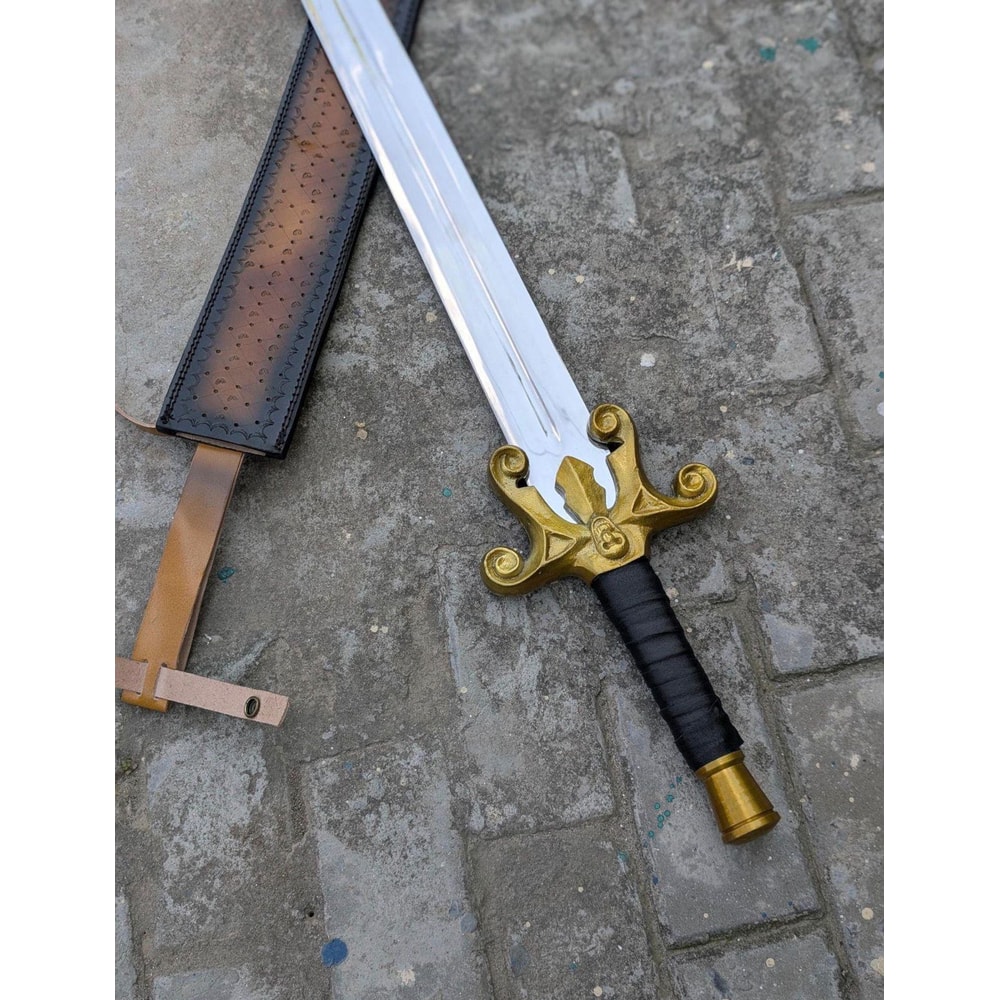 Handcrafted Fantasy Sword High Carbon Steel With Rosewood Handle Leather Wrapped Grip 2
