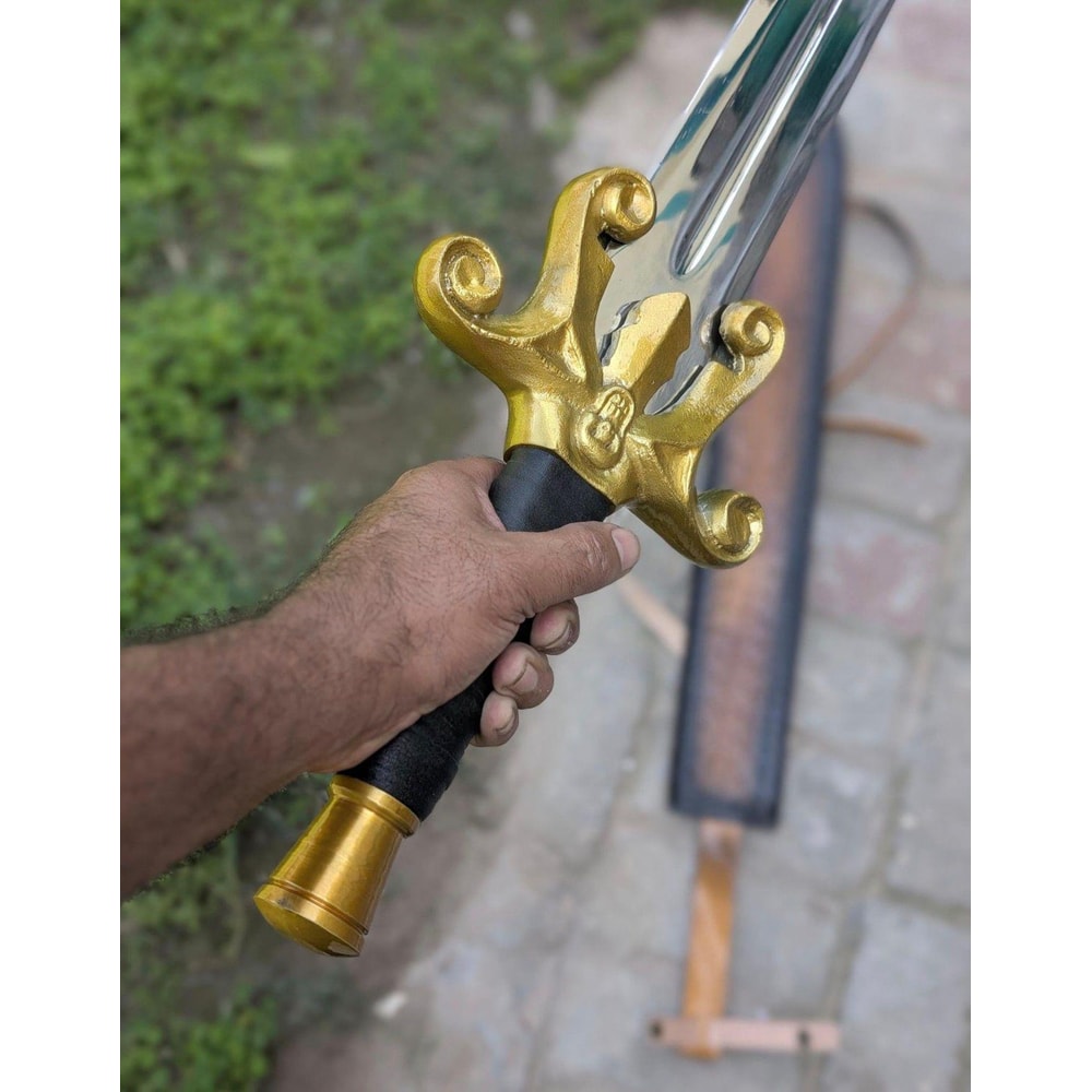 Handcrafted Fantasy Sword High Carbon Steel With Rosewood Handle Leather Wrapped Grip 3