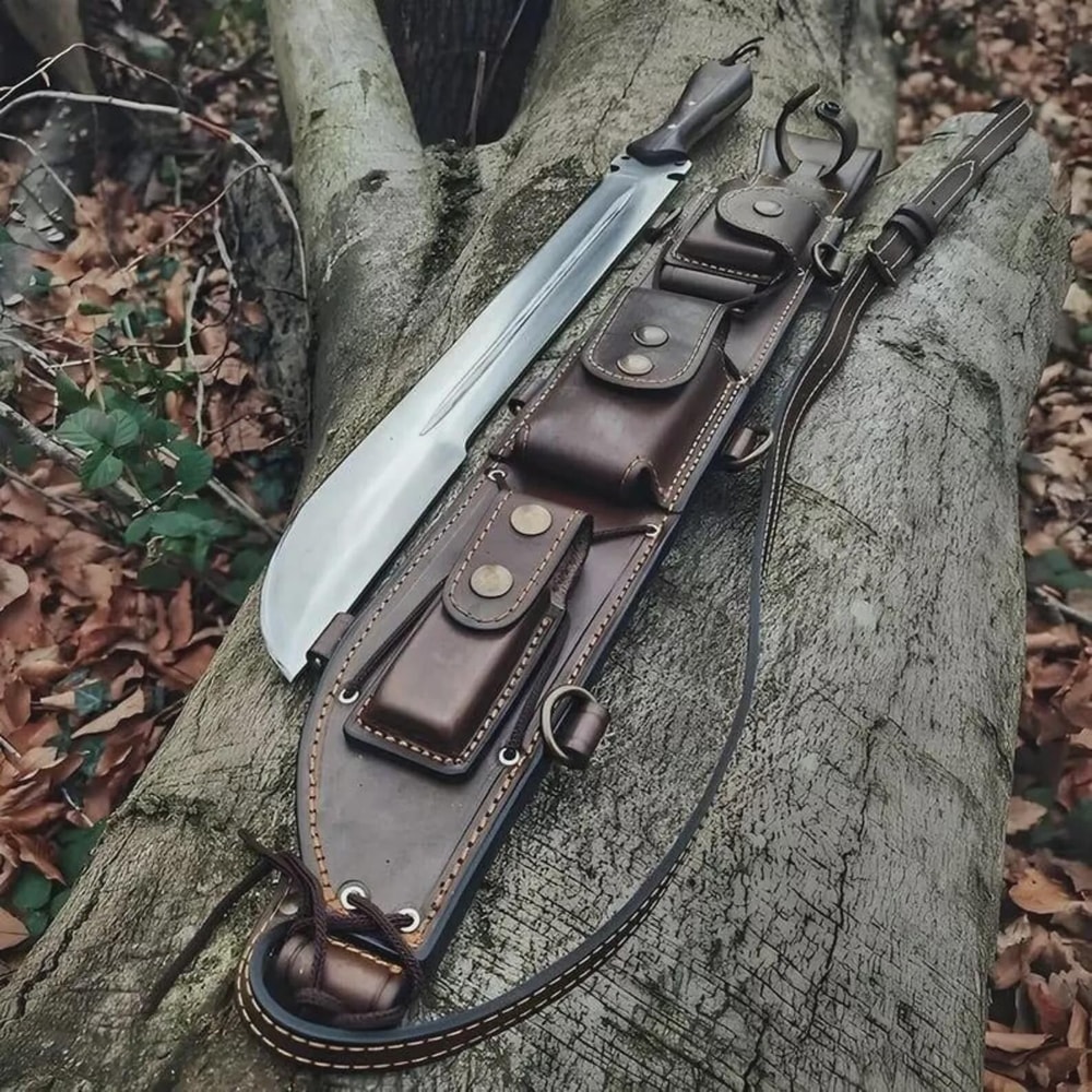 22 Inch Handcrafted High Carbon Steel Machete With Rosewood Grip For Bushcraft 2