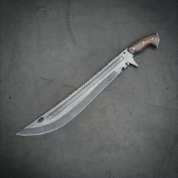 handcrafted high carbon steel machete with rosewood grip & silver pin accents