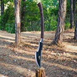 32 inch handcrafted high carbon steel spear with rosewood shaft & leather grip