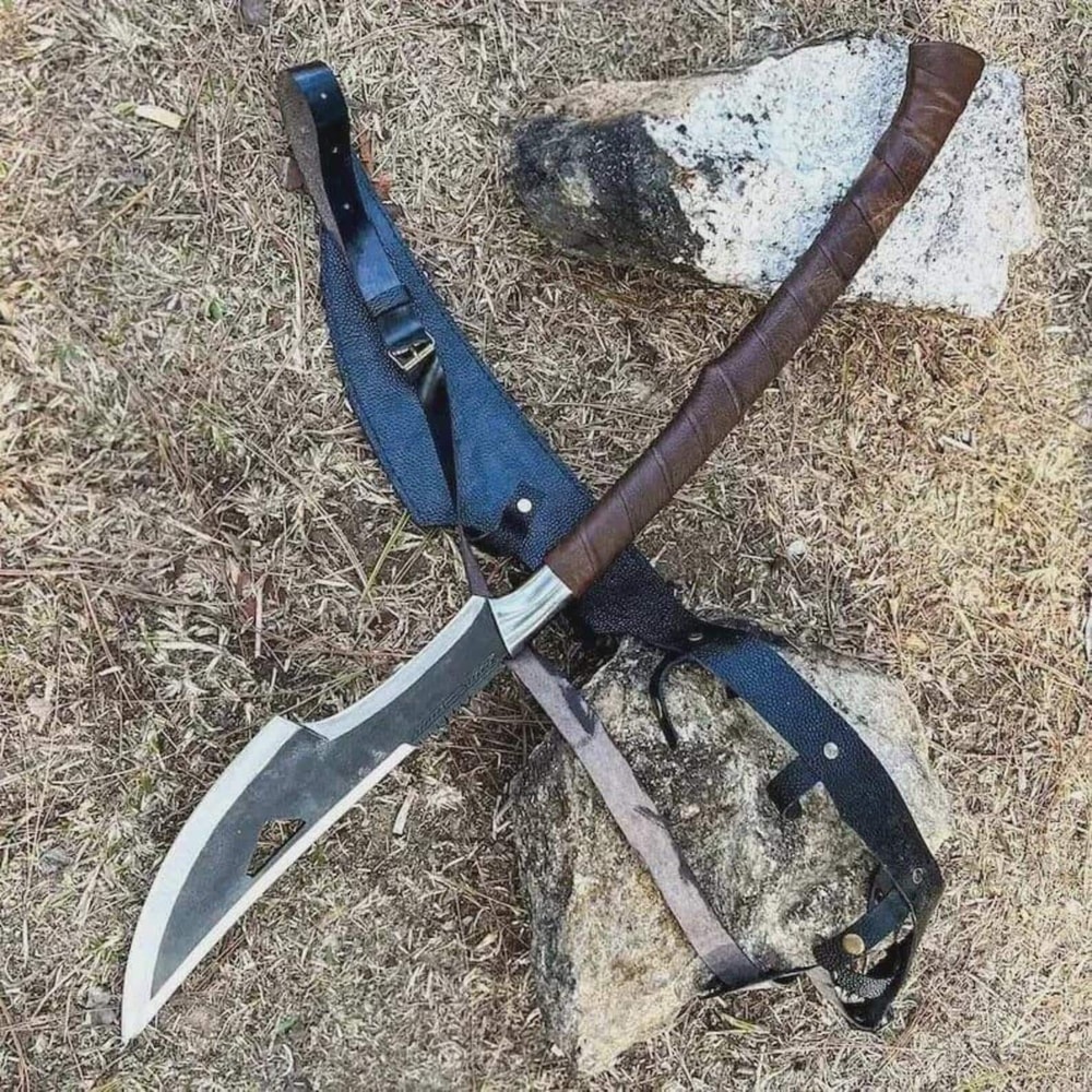 32 Inch Handcrafted High Carbon Steel Spear With Rosewood Shaft Leather Grip 4