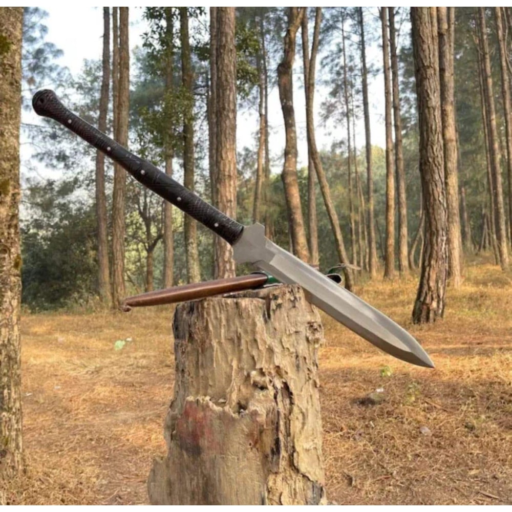 Premium Handmade Collector Spear With High Carbon Steel Head Leather Sheath 1