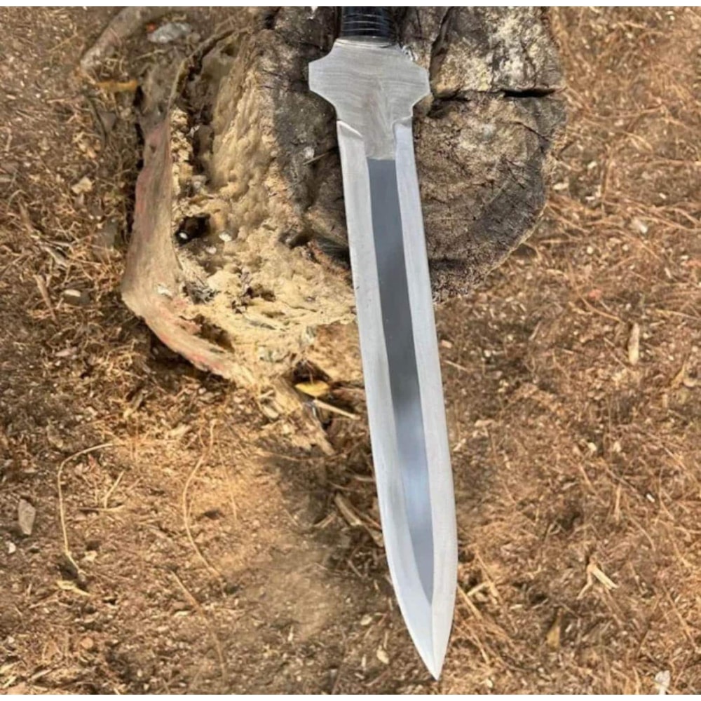 Premium Handmade Collector Spear With High Carbon Steel Head Leather Sheath 3