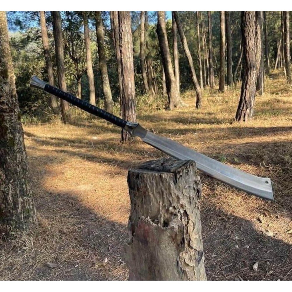 35 Inch Handcrafted High Carbon Steel Spear With Rosewood Shaft Leather Grip 1