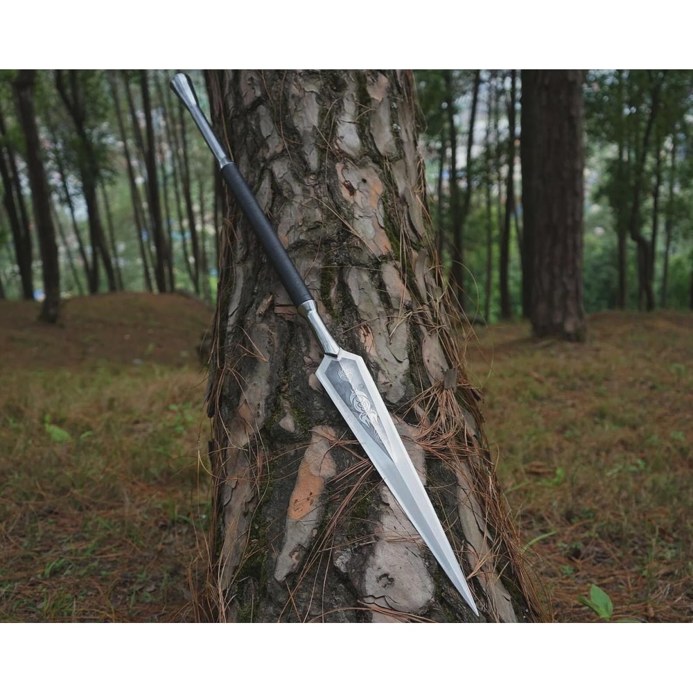 35 Inch Handcrafted Viking Spear With High Carbon Steel Blade Leather Grip 5