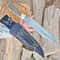 18 Inch Handcrafted Mosaic Damascus Bowie Knife With Stag Grip Brass Guard 2