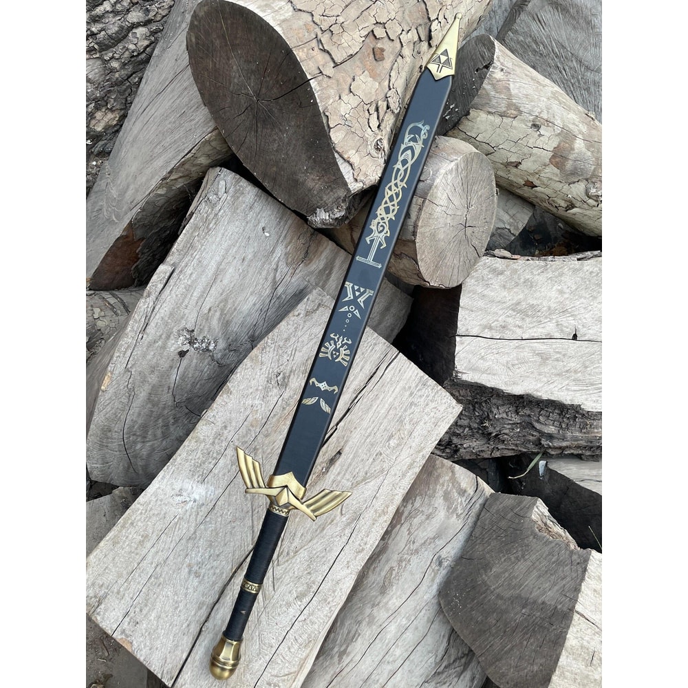 Zelda Inspired Sword Replica Engraved Blade With Display Scabbard Collectible Prop 4
