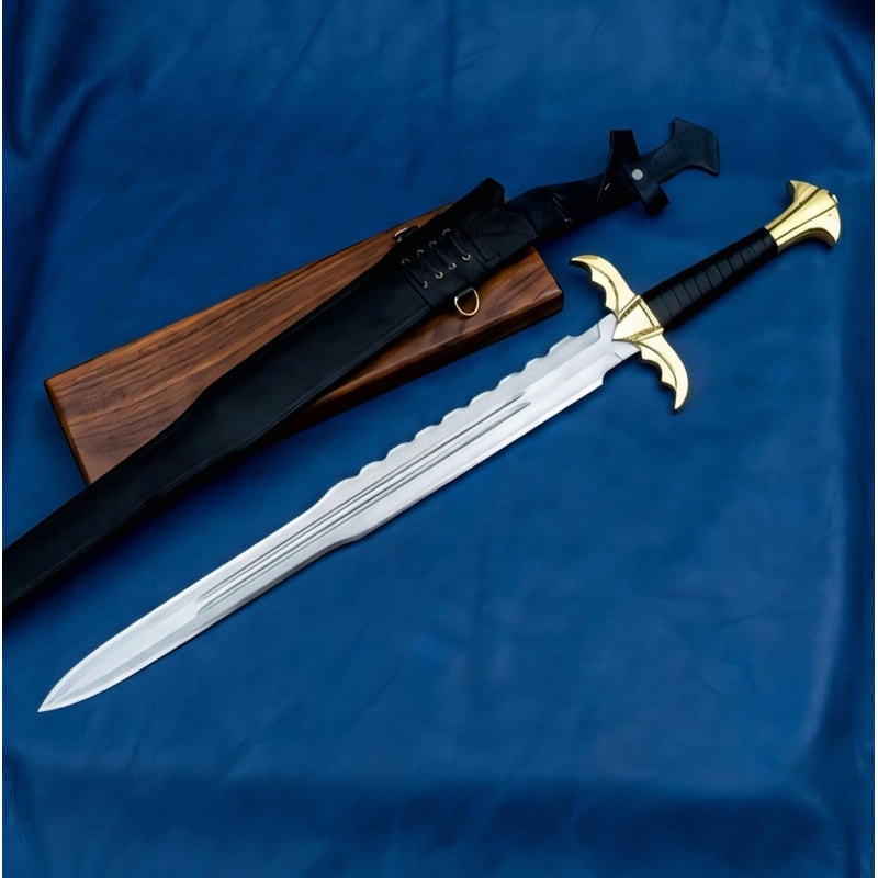 Premium Medieval Spartan Dagger With Leather Scabbard Brass Detailing 1