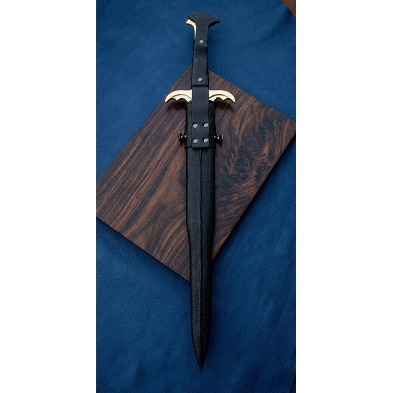 Premium Medieval Spartan Dagger With Leather Scabbard Brass Detailing 0