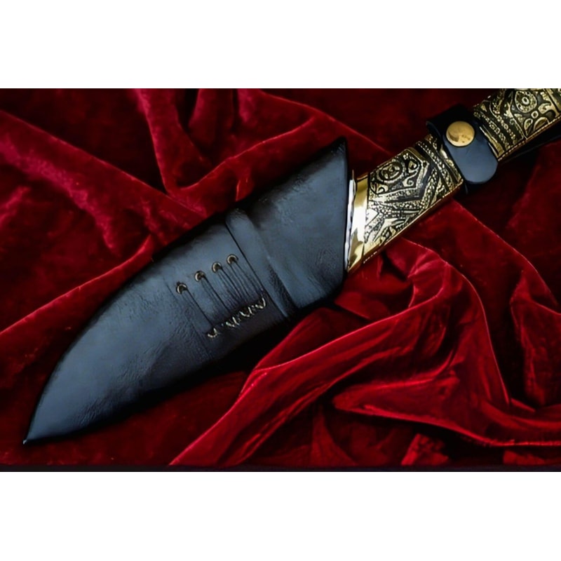 Premium Viking Collectible Spear With Engraved Brass Accents Leather Grip 4
