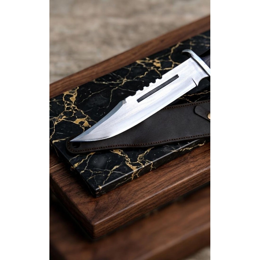 Premium Handmade Hunting Bowie Knife With Leather Sheath Survival Design 1