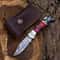 Handmade Damascus Folding Knife With Rosewood Handle Back Lock Mechanism 0