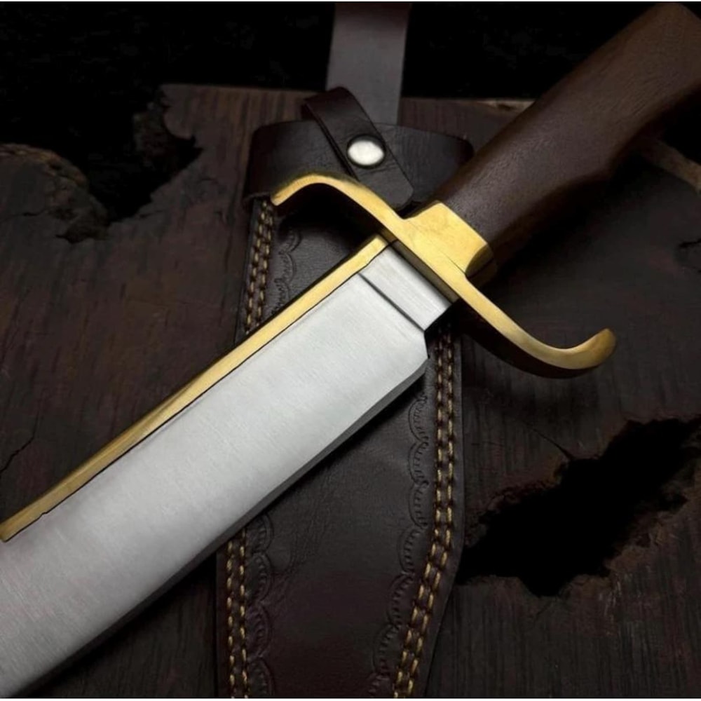 Premium Bushcraft Knife Wood Handle Fixed Blade With Leather Sheath 5